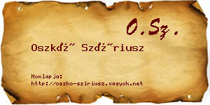 Oszkó Szíriusz névjegykártya